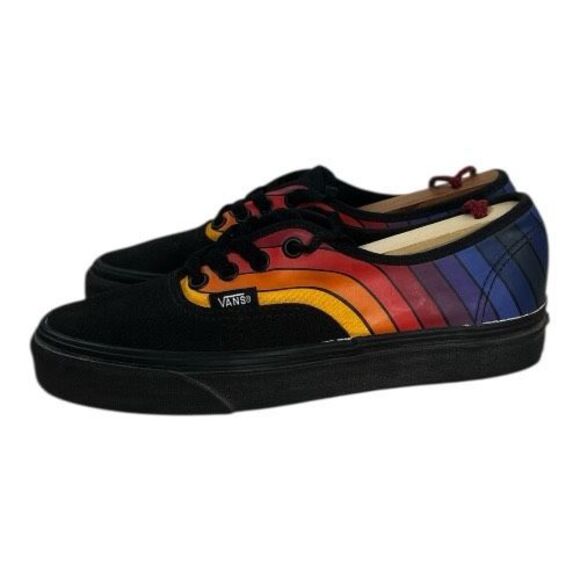Vans Women 500714 Authentic Refract Rainbow Skate Shoe Black Red Orange Size 6.5 - Picture 2 of 11